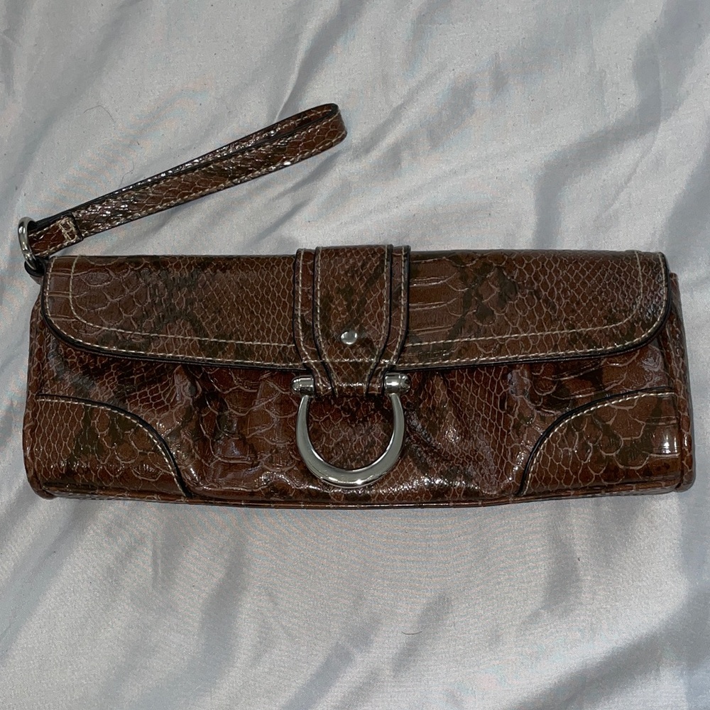 Apt 9 Brown Faux Crocodile Clutch